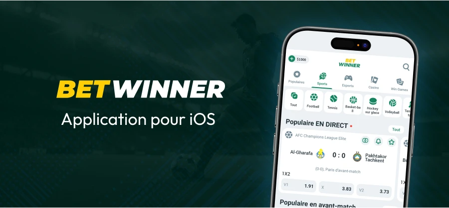 Betwinner Application pour iOS - bookmakers au Bénin